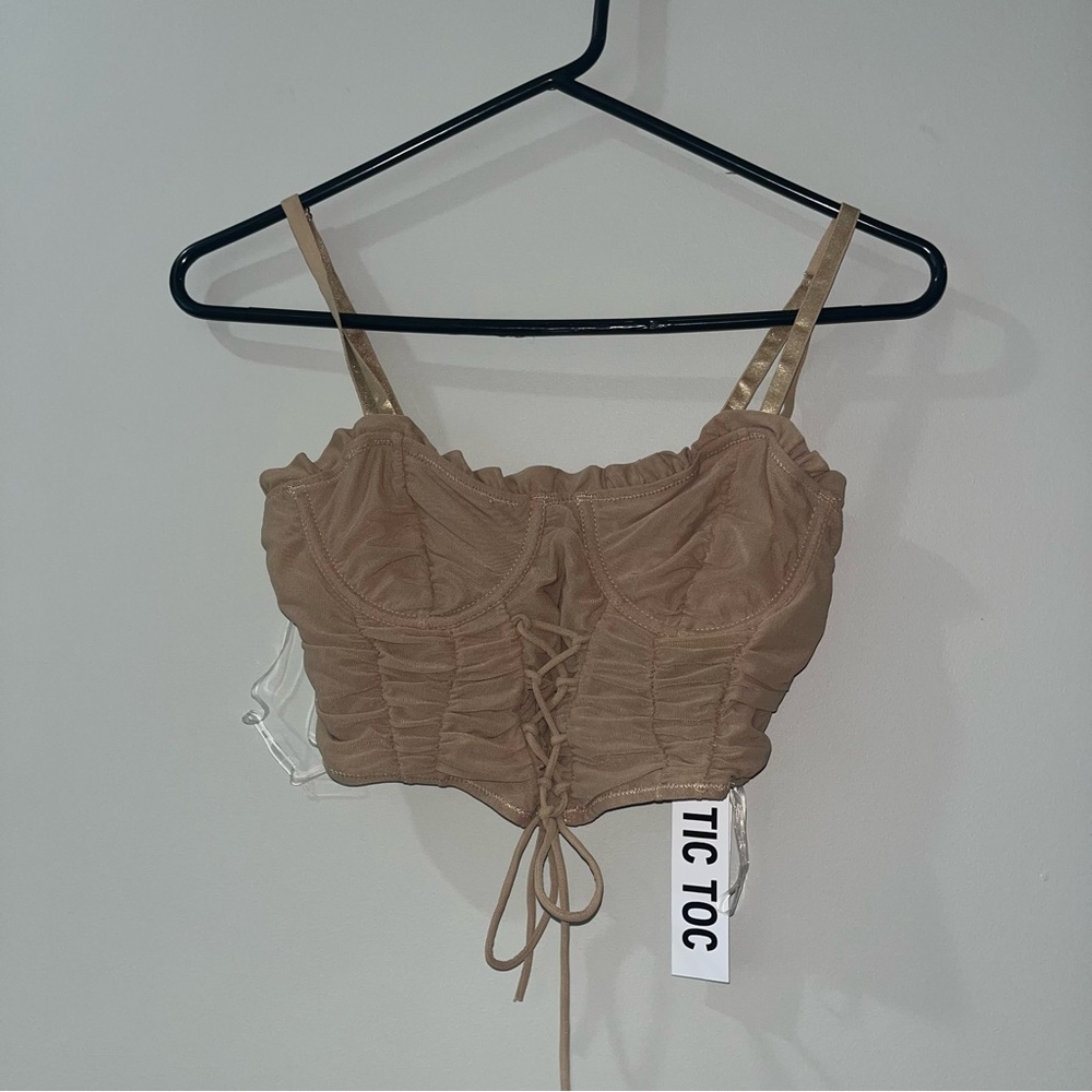Tic Toc Brown Ruched Crop Top